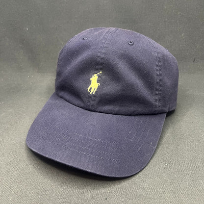 Polo Ralph Lauren Navy Cotton Chino Strapback Hat Yellow Pony Adjustable Cap