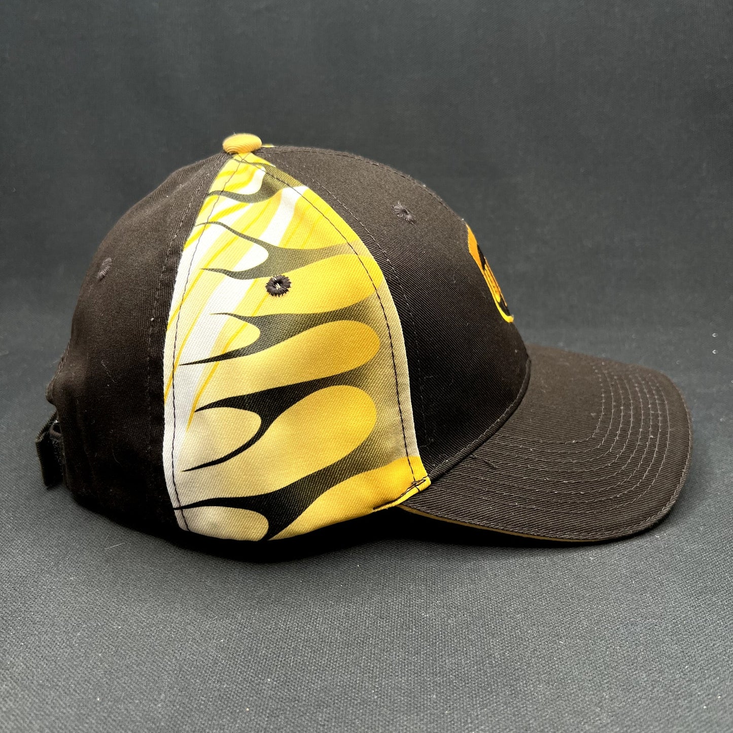 Vintage UPS Strapback Hat Brown Yellow Flame Side Panels Cap