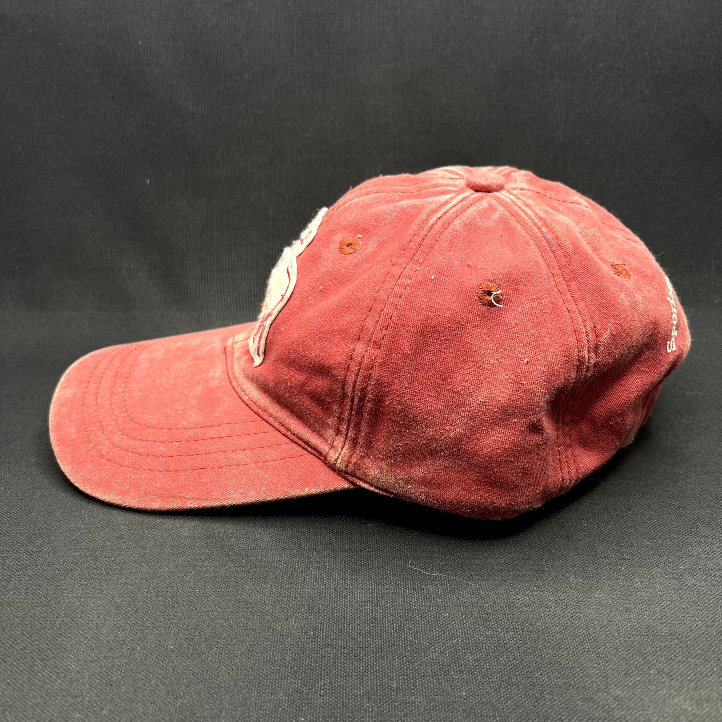 Vintage Retro Elk Deer Strapback Hat Distressed Red Washed Cotton Dad Cap