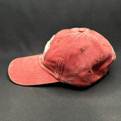 Vintage Retro Elk Deer Strapback Hat Distressed Red Washed Cotton Dad Cap