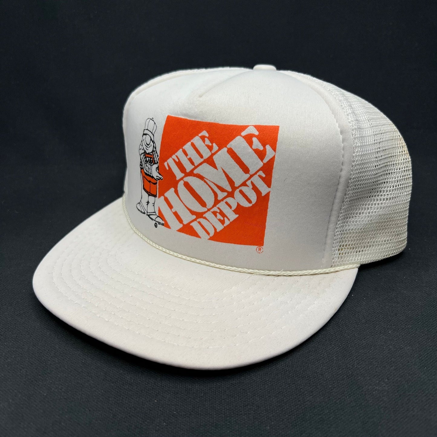 Vintage 80s Home Depot Trucker Snapback Hat Logo Patch USA Style