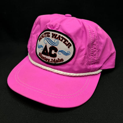 Vintage White Water AC Stanley Idaho Imperial Strapback Hat Pink Rope Cap