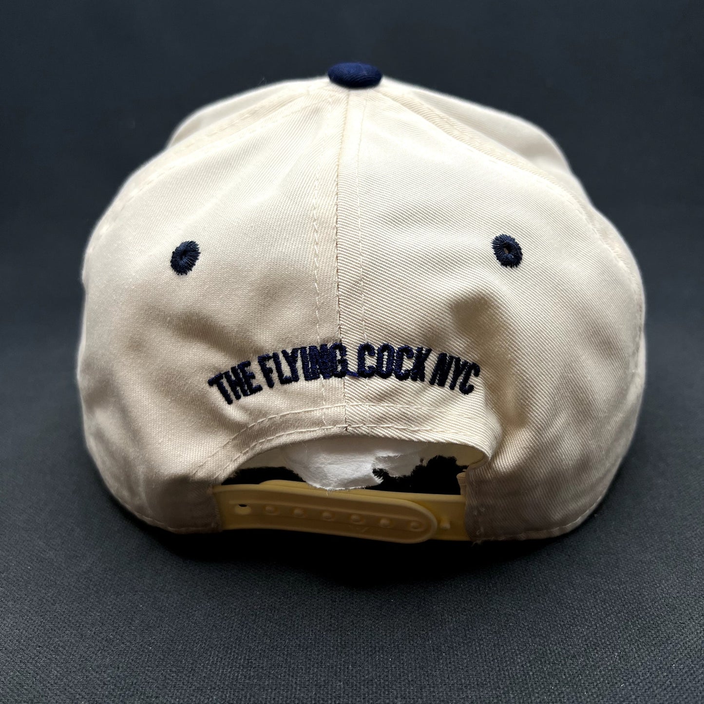 The Flying Cock NYC Rooster Snapback Hat Navy Cream Embroidered Rooster Cap NWT