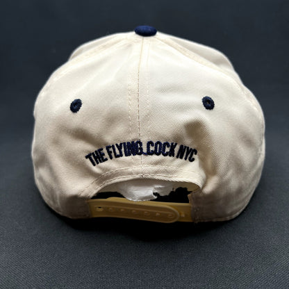 The Flying Cock NYC Rooster Snapback Hat Navy Cream Embroidered Rooster Cap NWT