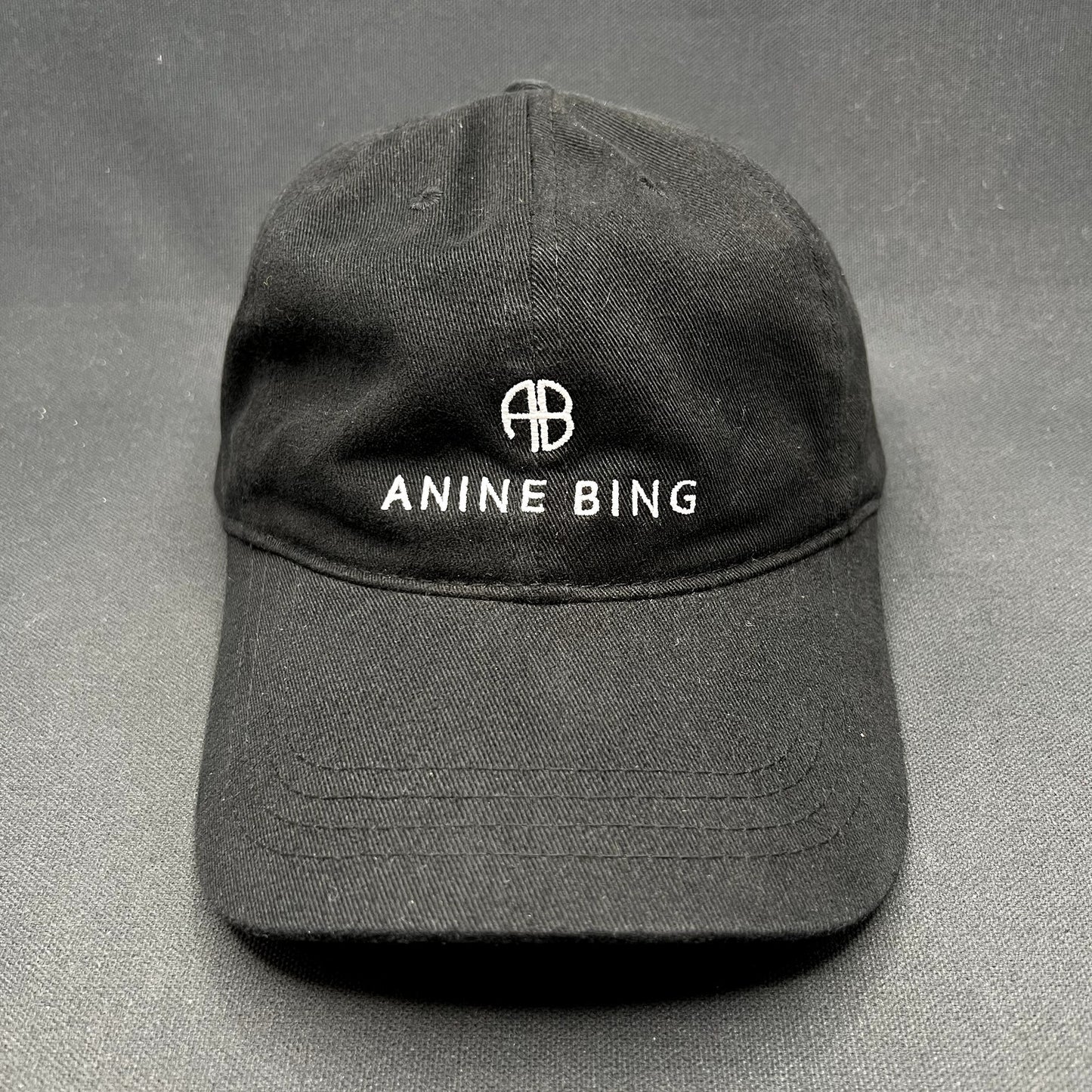 Anine Bing Sport Logo Strapback Hat Black Designer Cotton Dad Cap One Size