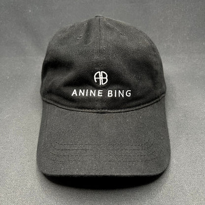 Anine Bing Sport Logo Strapback Hat Black Designer Cotton Dad Cap One Size