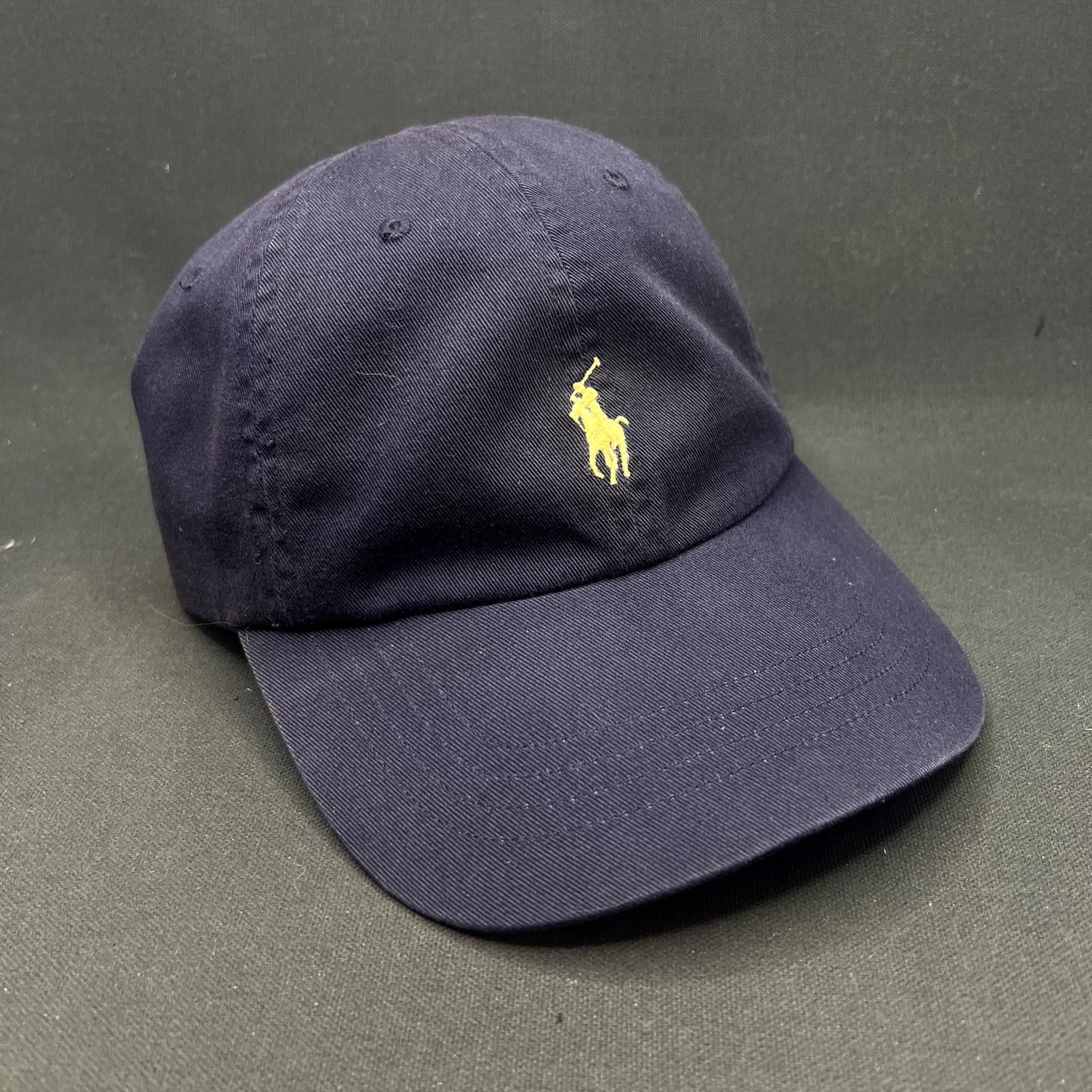 Polo Ralph Lauren Navy Cotton Chino Strapback Hat Yellow Pony Adjustable Cap