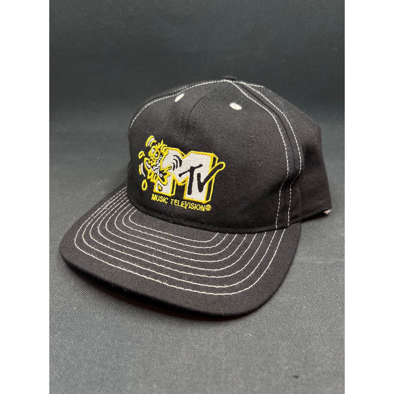 Vintage MTV Music TV 90s Plug In Hat The Stitch Works Made in USA Embroidery