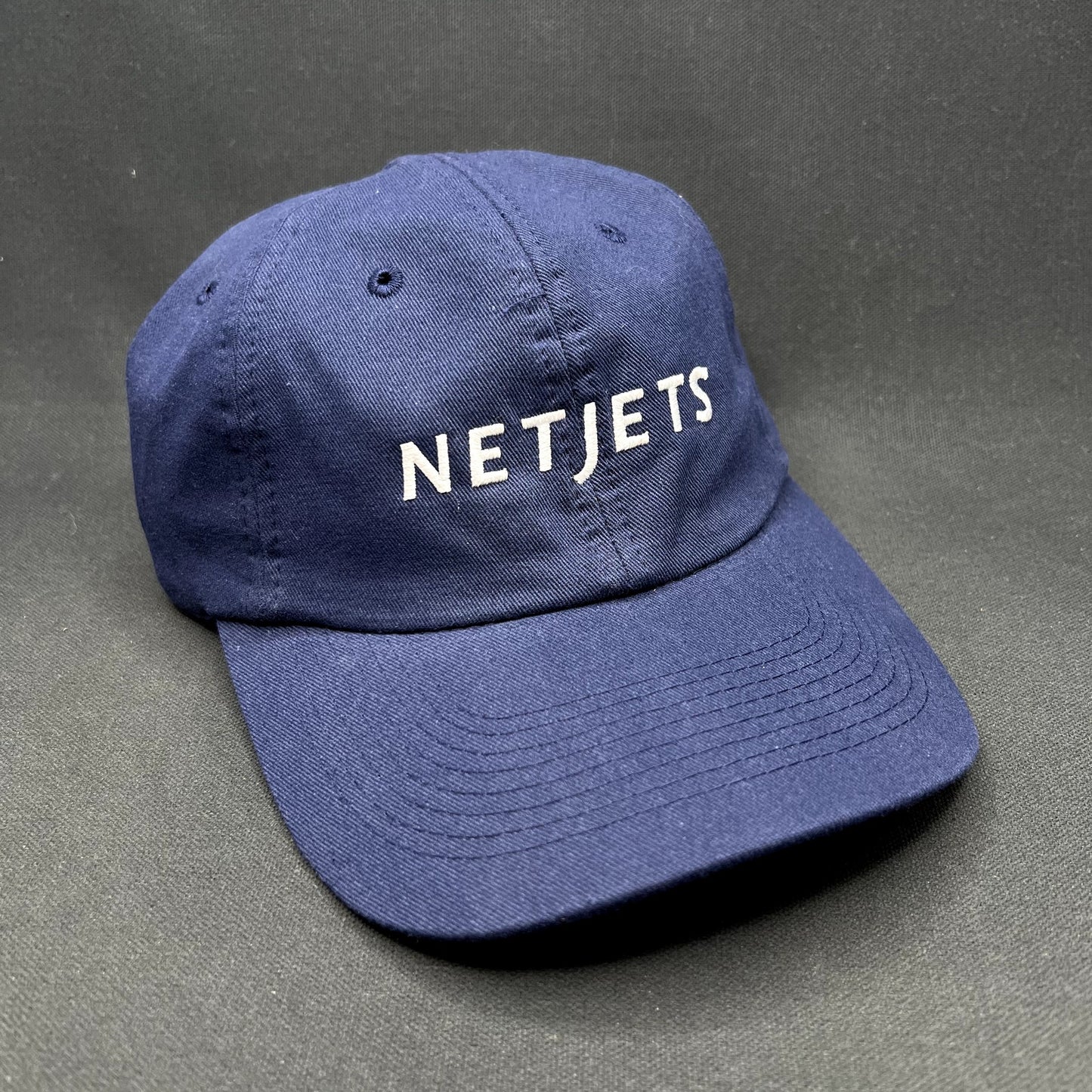 NetJets Private Aviation Leather Strapback Hat Corporate Pilot Jet Cap