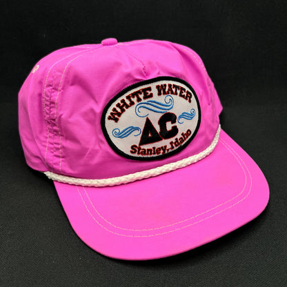 Vintage White Water AC Stanley Idaho Imperial Strapback Hat Pink Rope Cap