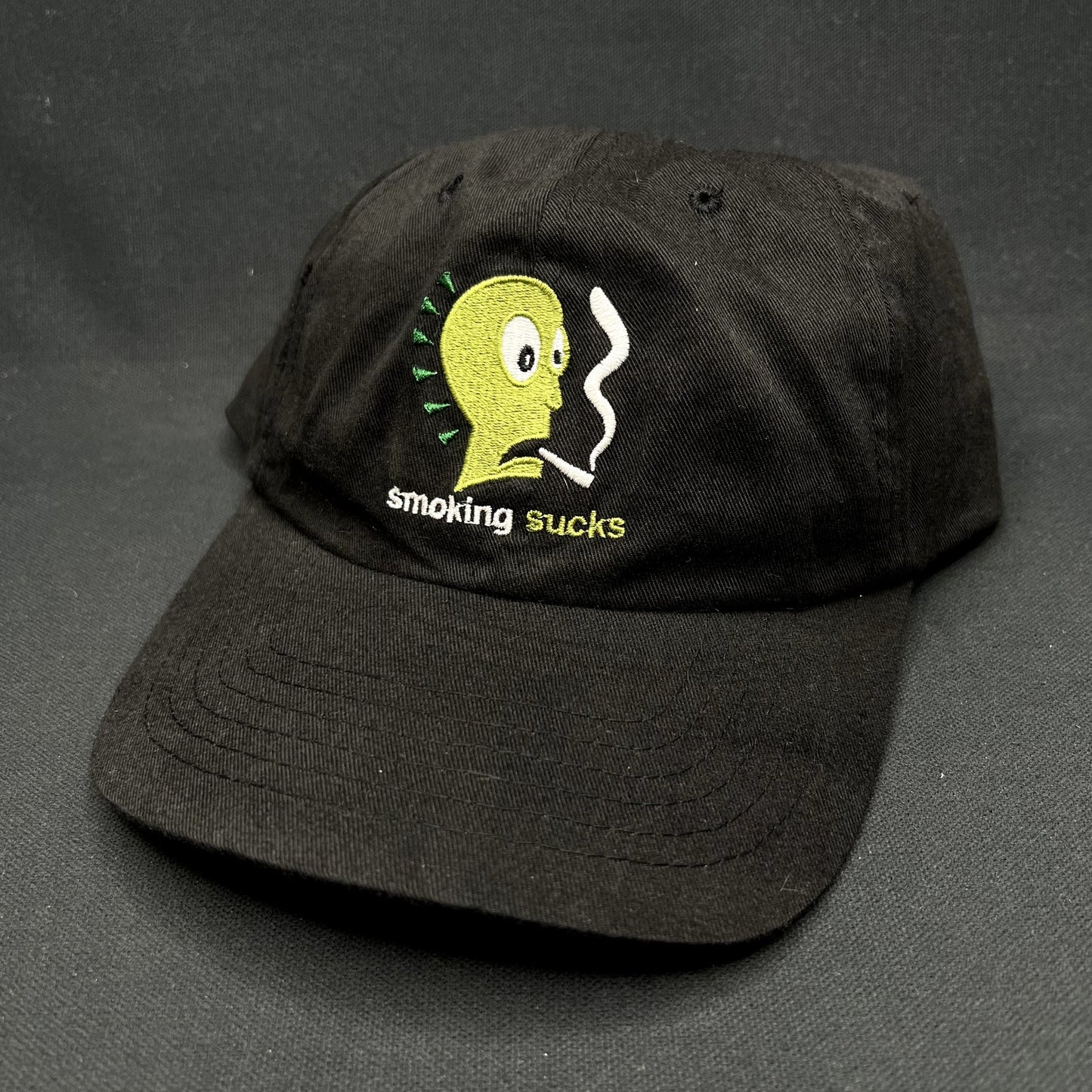 Vintage Smoking Sucks Anti Smoking Snapback Hat Black 90s