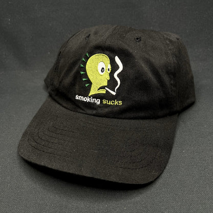 Vintage Smoking Sucks Anti Smoking Snapback Hat Black 90s