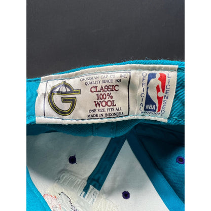 Vintage Charlotte Hornets Hat – Grossman Cap Co 100% Wool Teal & Purple Snapback