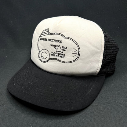 Vintage Cassara Brothers White Star Plastering Snapback Trucker Hat Construction