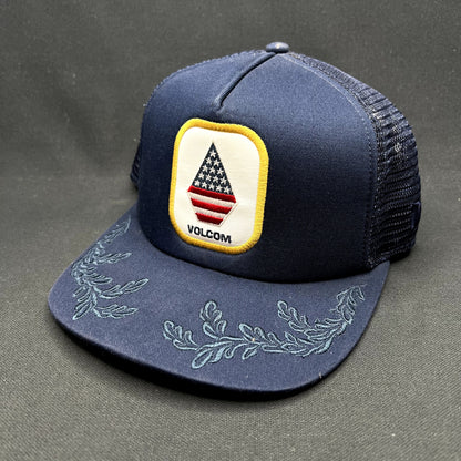 Volcom New Era 9FIFTY Trucker Snapback Hat USA Stone Navy