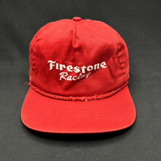 Vintage Firestone Racing Rope Snapback Hat Red IndyCar NASCAR Cap