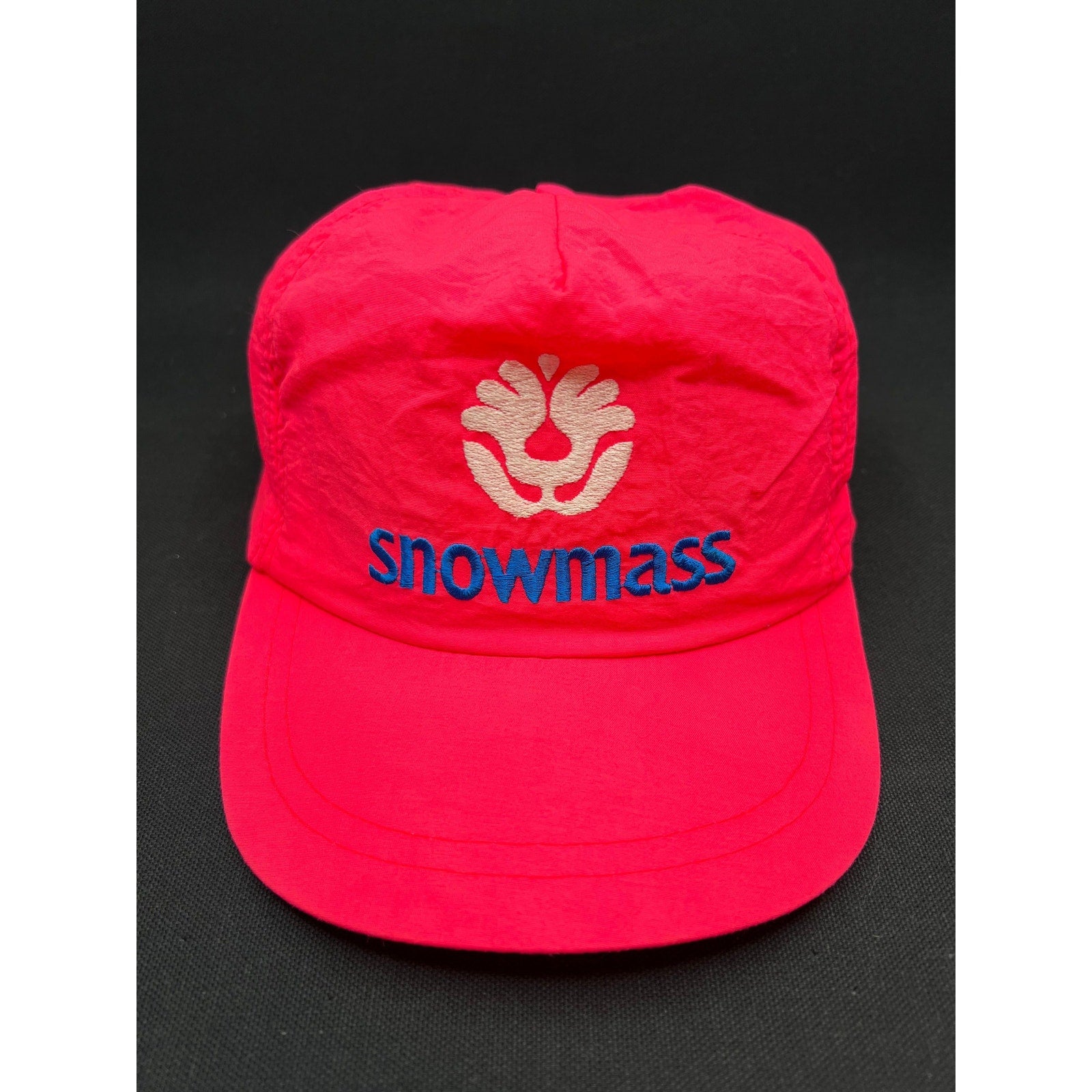 Vintage 80s Snowmass Aspen Ski Hat Neon Pink Nylon Lightweight Taiwan