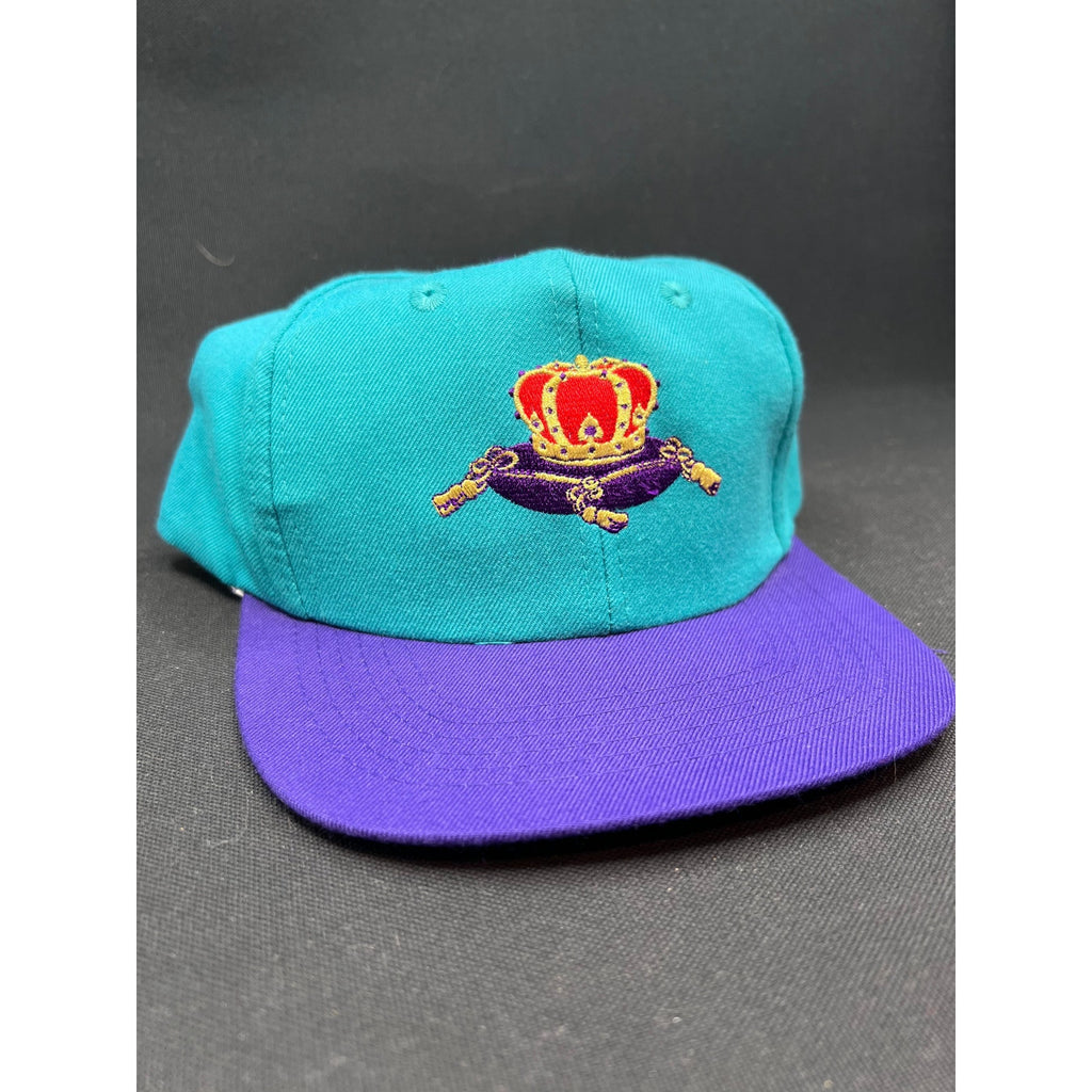 Vintage 90s Crown Royal Snapback Hat Teal Purple Embroidered Logo Taiwan