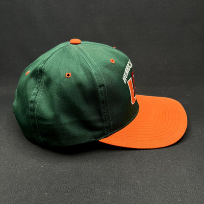 Vintage Miami Hurricanes Hurricane Club Snapback Hat Green Orange