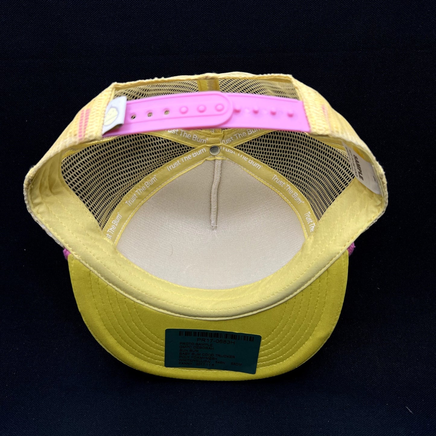 Baby Bum Trucker Snapback Hat Proto Sample Trust The Bum Yellow Pink Cap