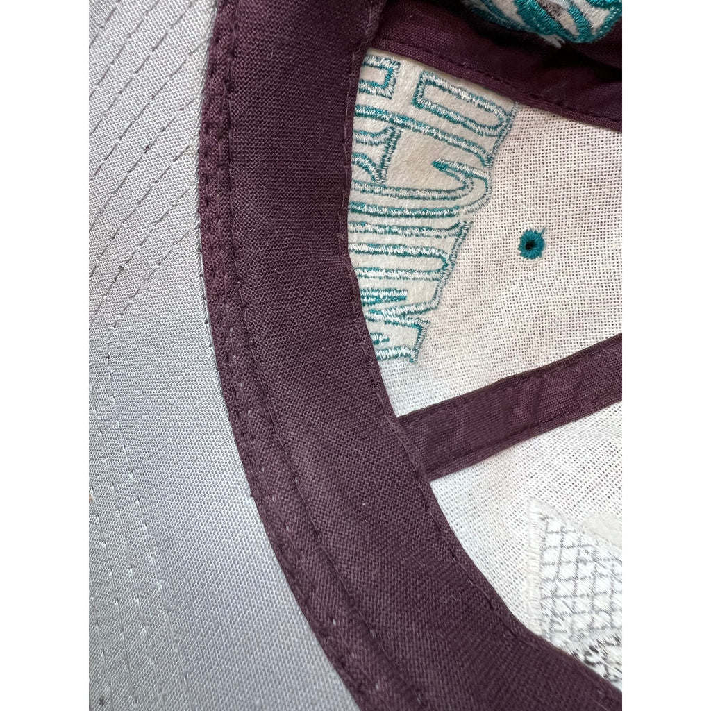 Very Rare Vintage 90s Mighty Ducks Starter Script Snapback Hat Teal Eggplant NHL