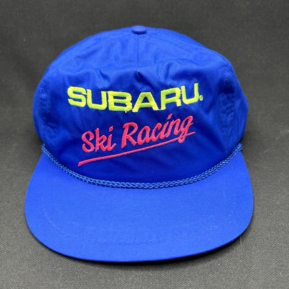 Vintage Subaru Ski Racing Strapback Hat Blue Bump Bonnets USA