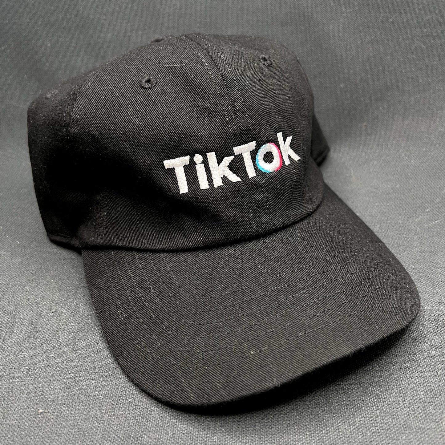 TikTok Logo Black Strapback Hat Social Media Promo Dad Cap