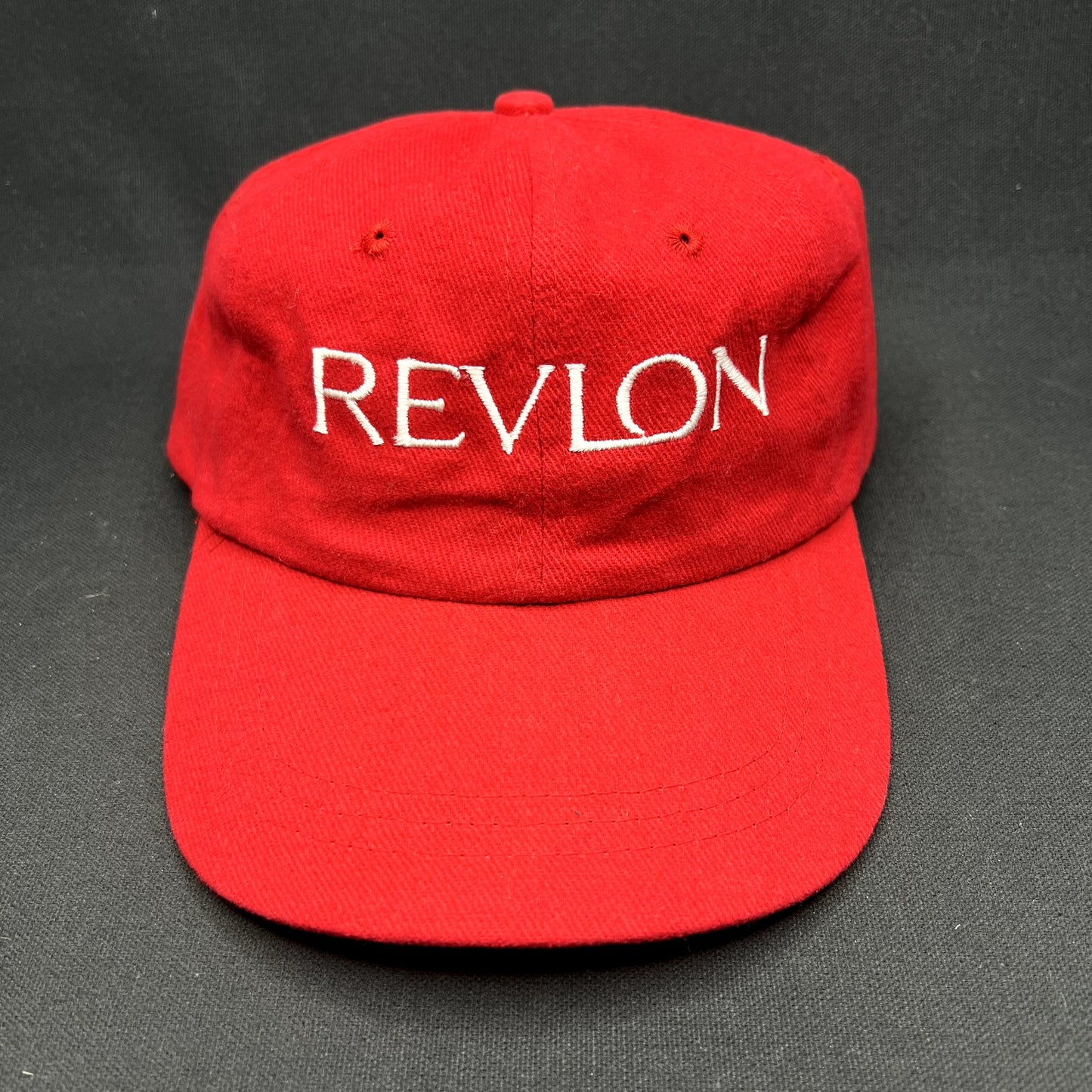 Vintage Revlon Cosmetics Promotional Strapback Hat Red KC Caps Headshots