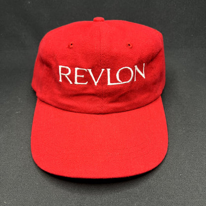 Vintage Revlon Cosmetics Promotional Strapback Hat Red KC Caps Headshots