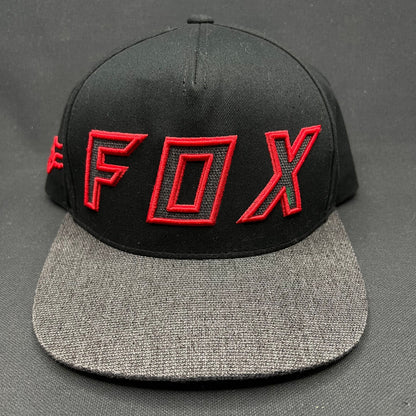 Fox Racing Snapback Hat Black Red Logo Flat Bill Cap OSFA