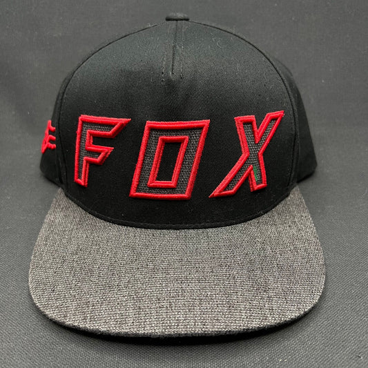 Fox Racing Snapback Hat Black Red Logo Flat Bill Cap OSFA