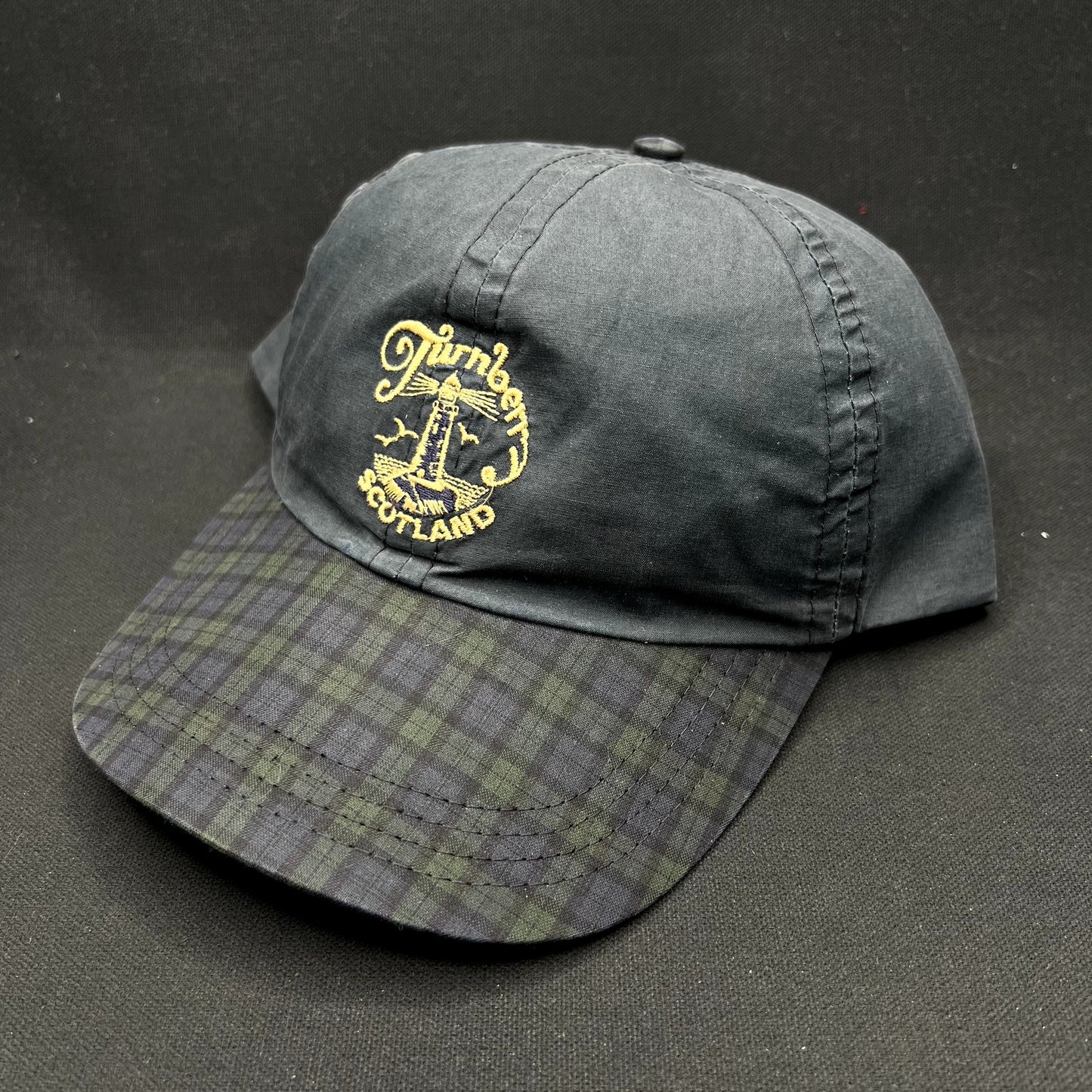 Vintage Turnberry Scotland Black Watch Plaid Strapback Golf Hat Made in Scotland
