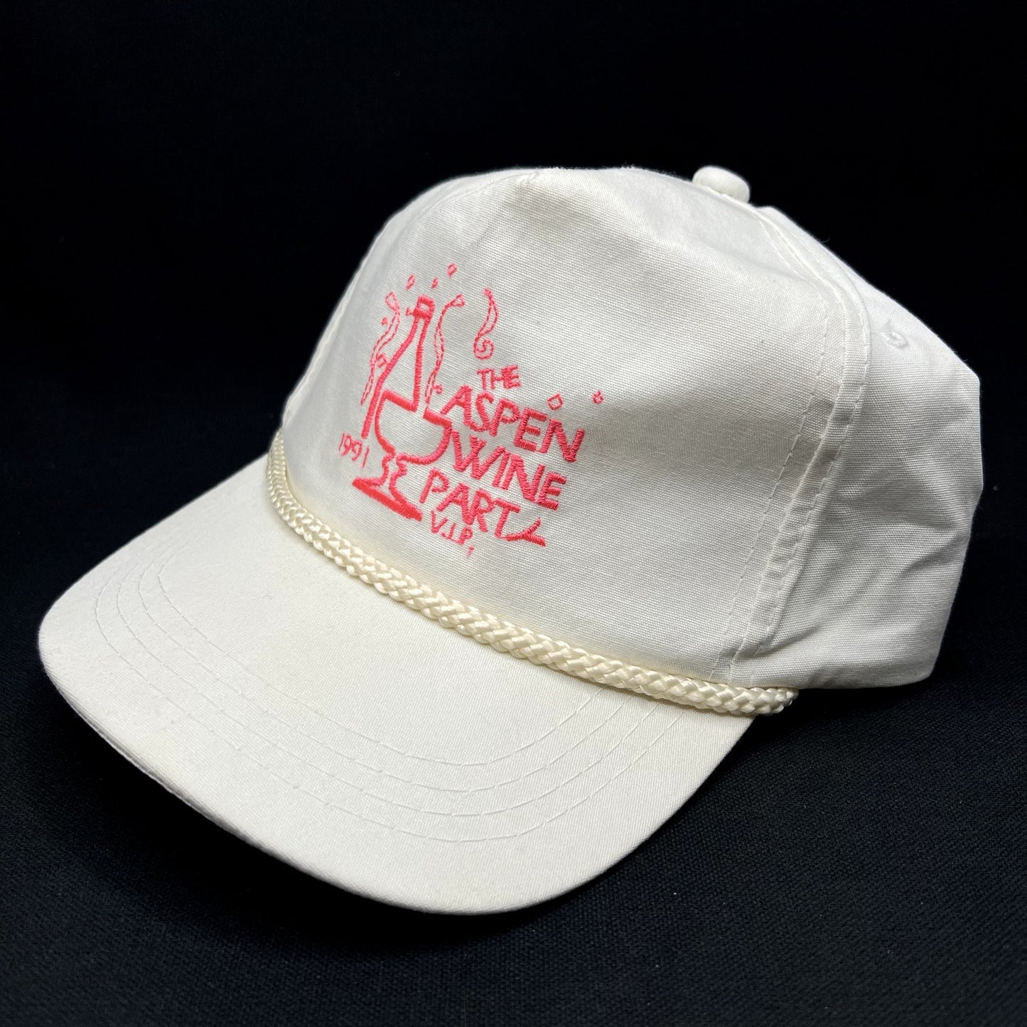 Vintage 1991 Aspen Wine Party Strapback Hat Rope Yupoong Korea