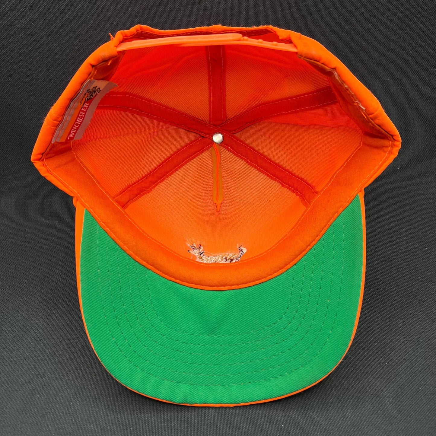 Vintage Winchester Hunting Snapback Hat Blaze Orange Deer Logo