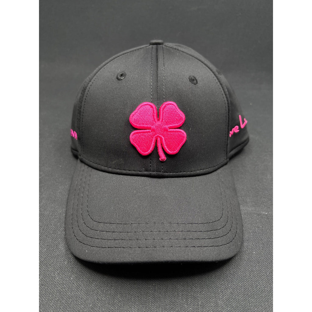 Black Clover “Live Lucky” Valley Inn Hat – Black & Pink 4-Leaf Clover S/M