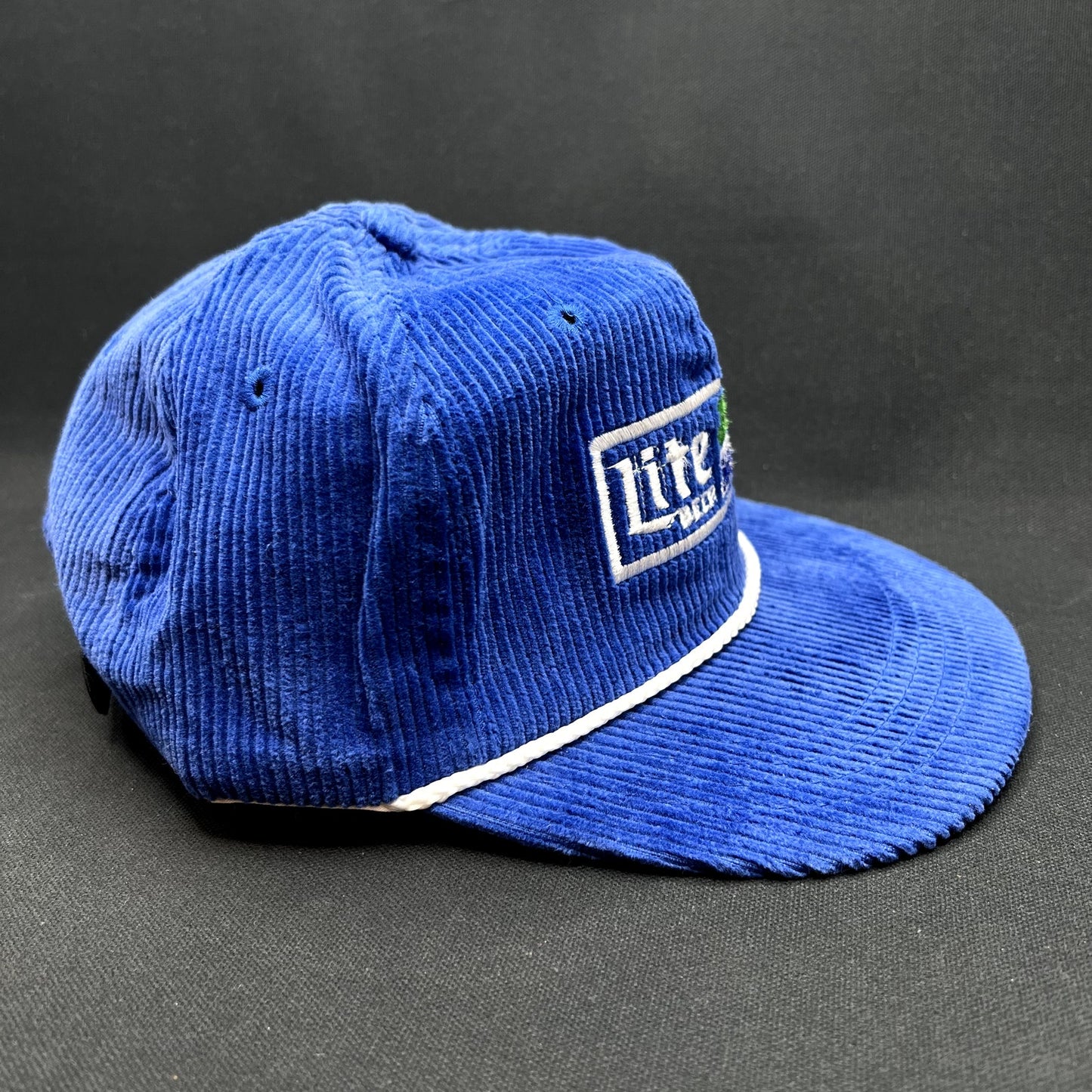 Vintage Lite Beer NASTAR Corduroy Strapback Ski Racing Hat USA Made