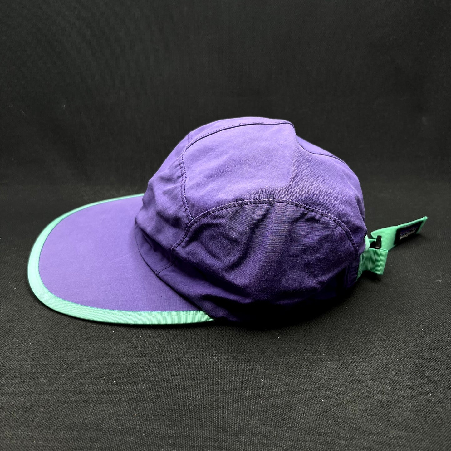 Patagonia USA Made Purple Teal Strapback Hat Retro Outdoor Hiking Cap Medium