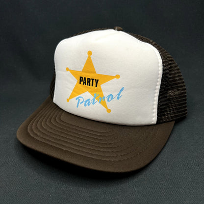Vintage Party Patrol Trucker Hat Snapback Brown Mesh AHS Taiwan