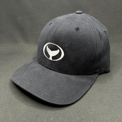 Wyland Galleries Flexfit Hat S/M Black Yupoong Whale Logo Cap