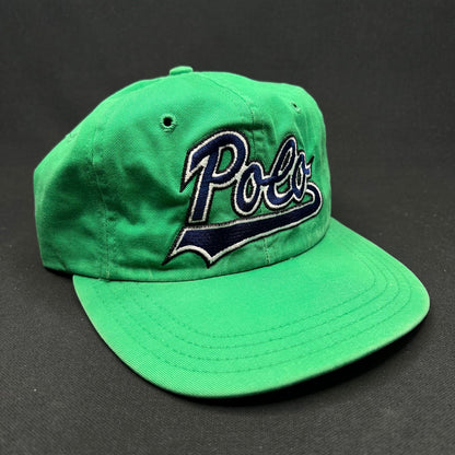 Small Vintage Polo Ralph Lauren Script Logo Green Fitted Hat USA