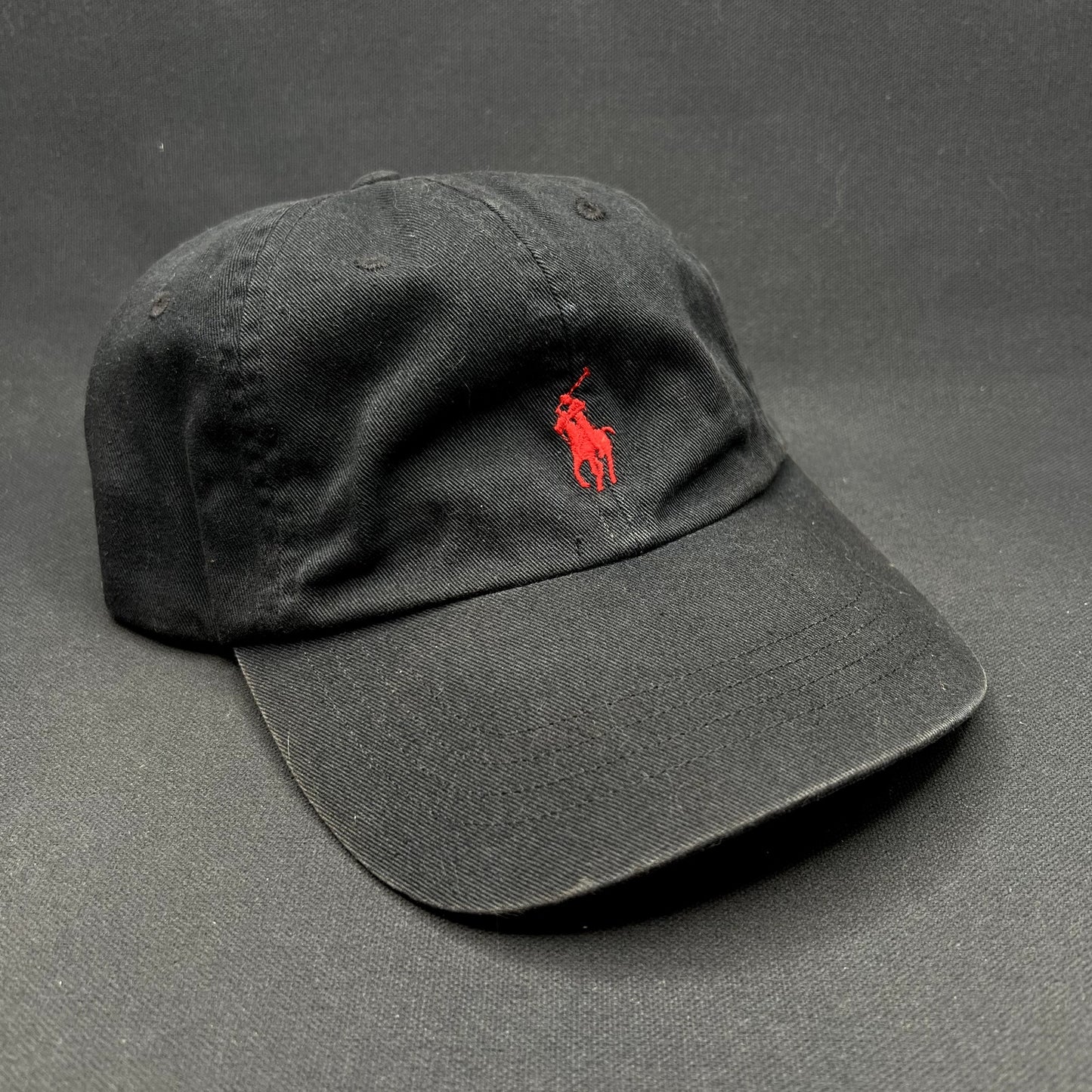 Polo Ralph Lauren Pony Strapback Hat Black Red Logo Adjustable Cap