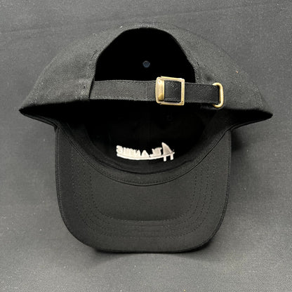 Atlantic Script Logo Strapback Hat Black Yupoong Classics Dad Cap