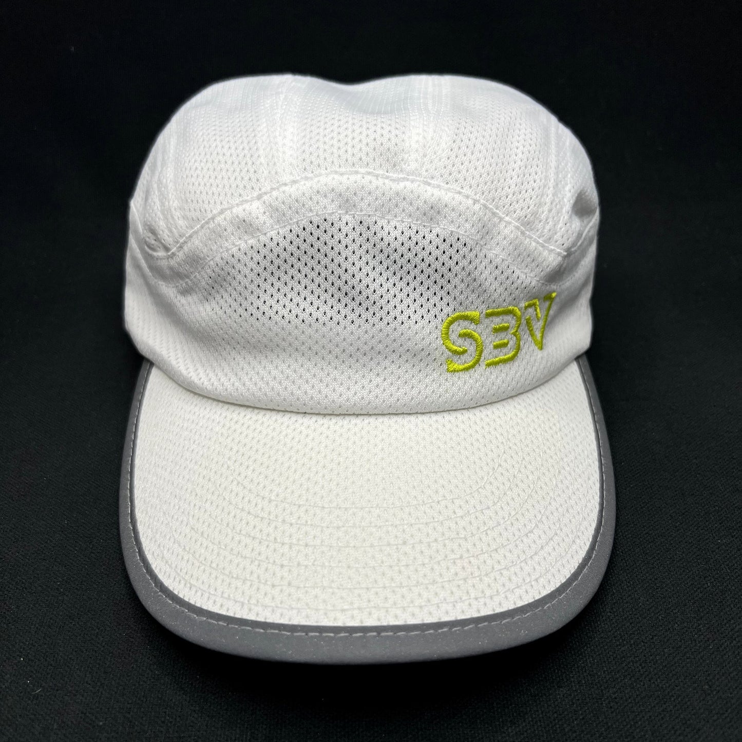 Snowmass Base Village SBV Performance Running Hat White Reflective 5 Panel Cap