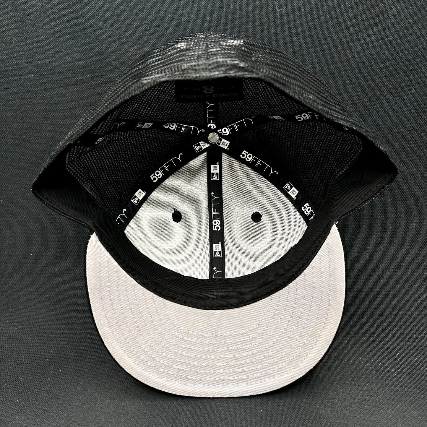 New Era 59FIFTY Blank Black Trucker Fitted Hat Size 8 1/8 Mesh Back Cap