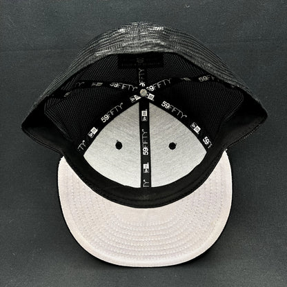 New Era 59FIFTY Blank Black Trucker Fitted Hat Size 8 1/8 Mesh Back Cap
