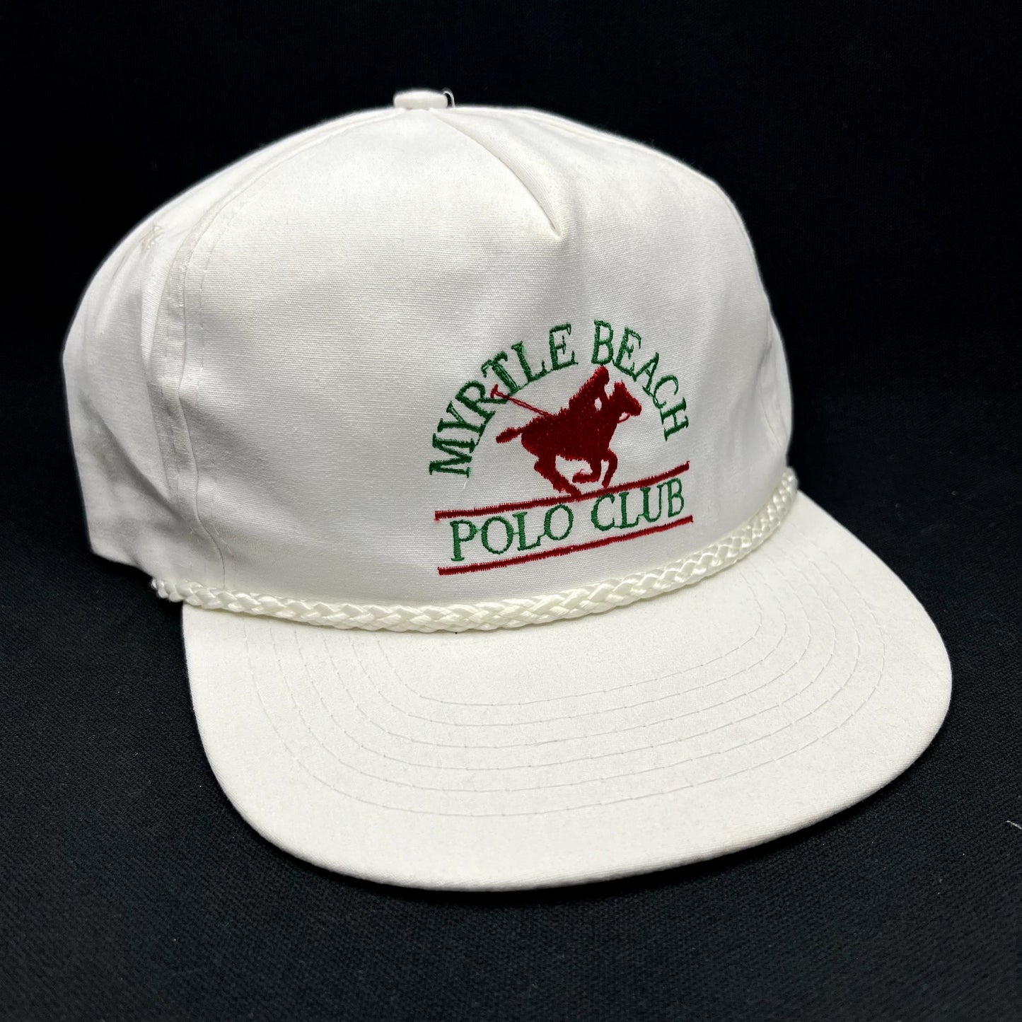 Vintage Myrtle Beach Polo Club Snapback Hat Rope Trucker White
