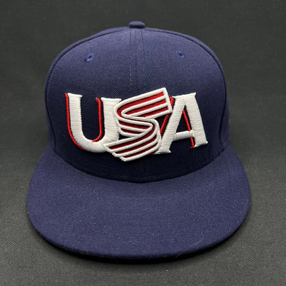 New Era 59FIFTY USA Baseball Olympic Fitted Hat 7 1/4 Navy Rare