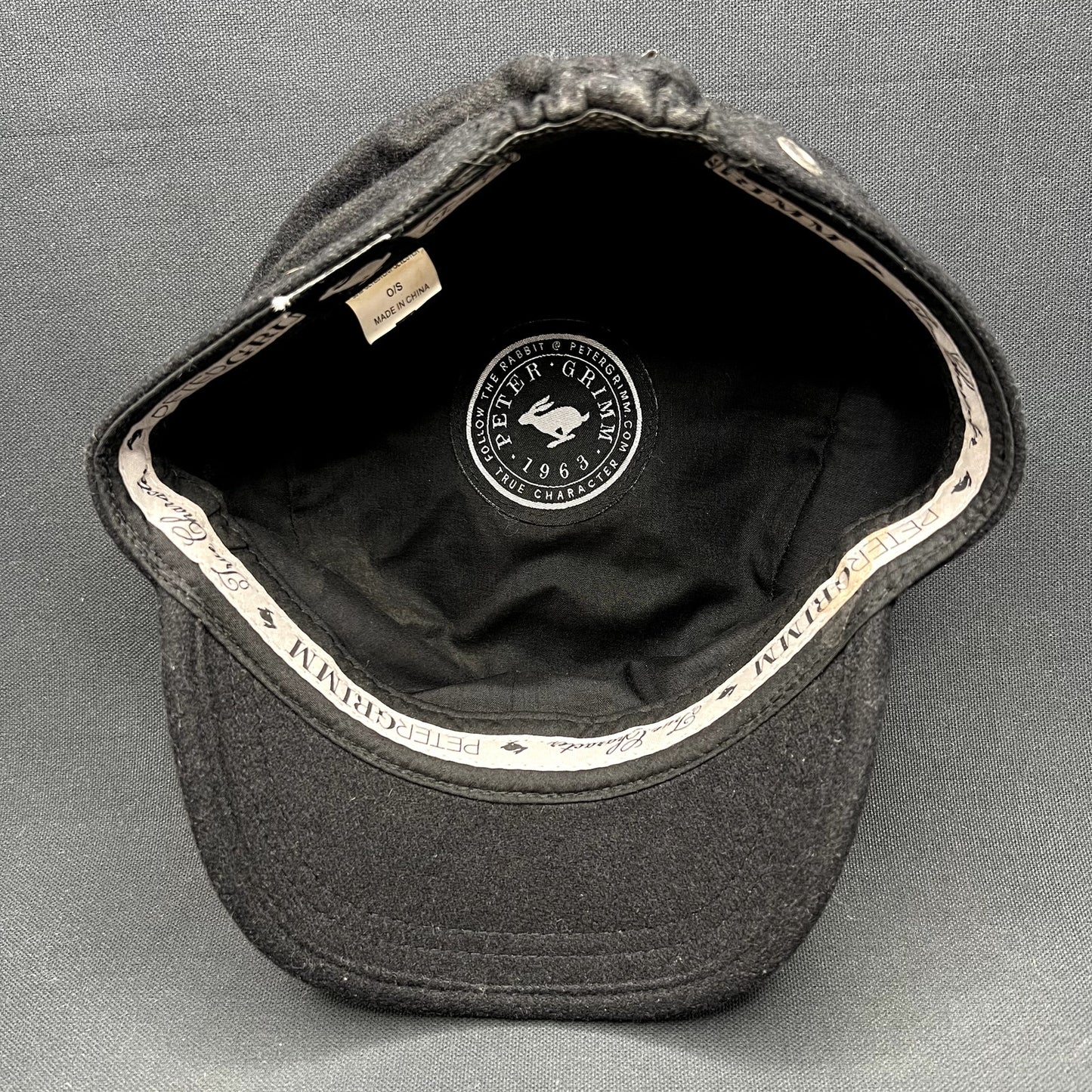 Peter Grimm Black Wool Blend Military Cadet Cap OS