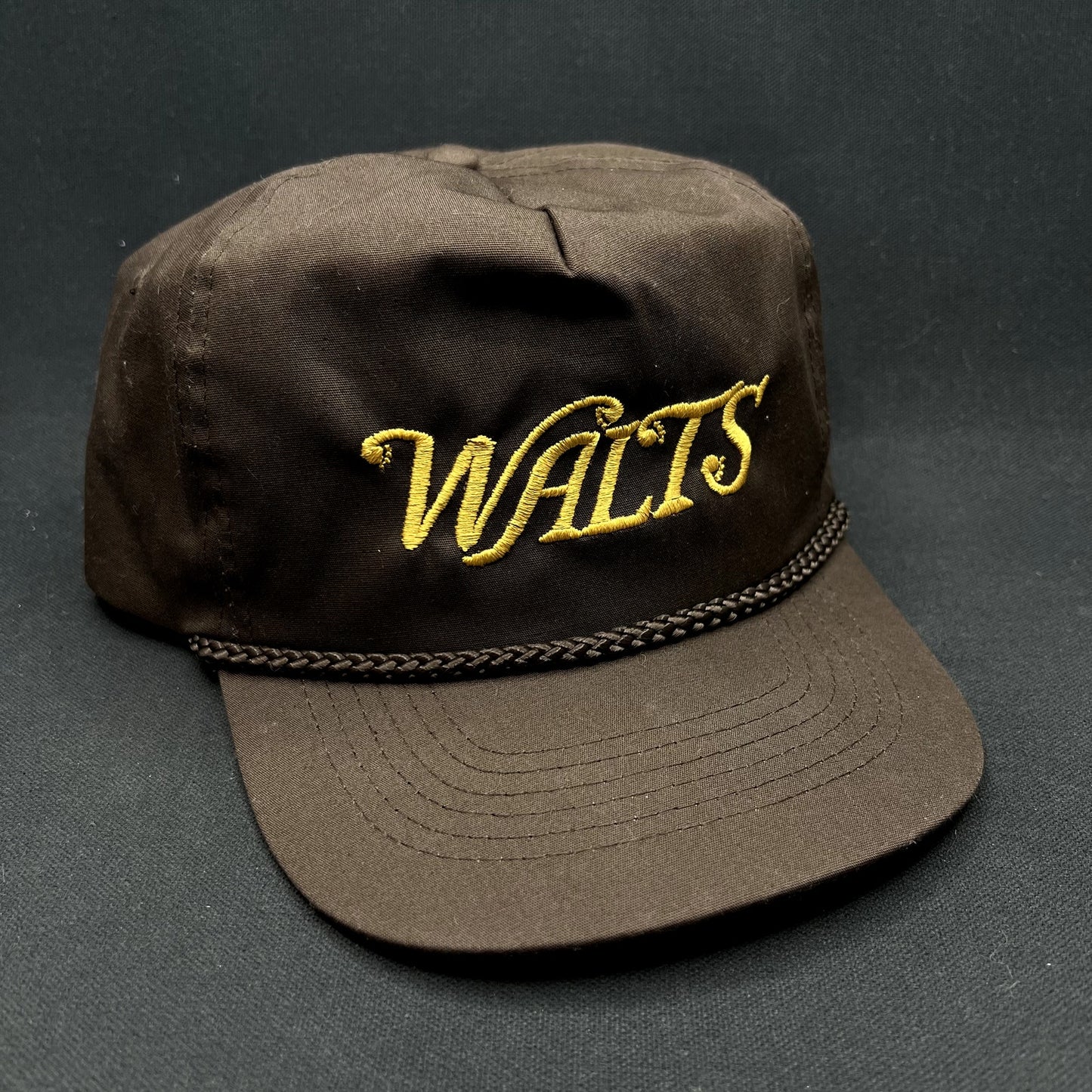 Vintage Walt’s Bar Script Snapback Hat Brown Rope KC Cap Made in Bangladesh