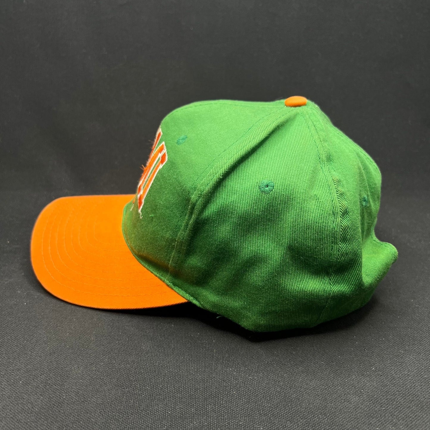 Vintage Miami Hurricanes Split Color Snapback Hat Mascot Logo